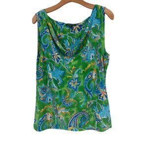 Lauren Ralph Lauren size XL Sleeveless Cowl Neck Green Paisley Top knit